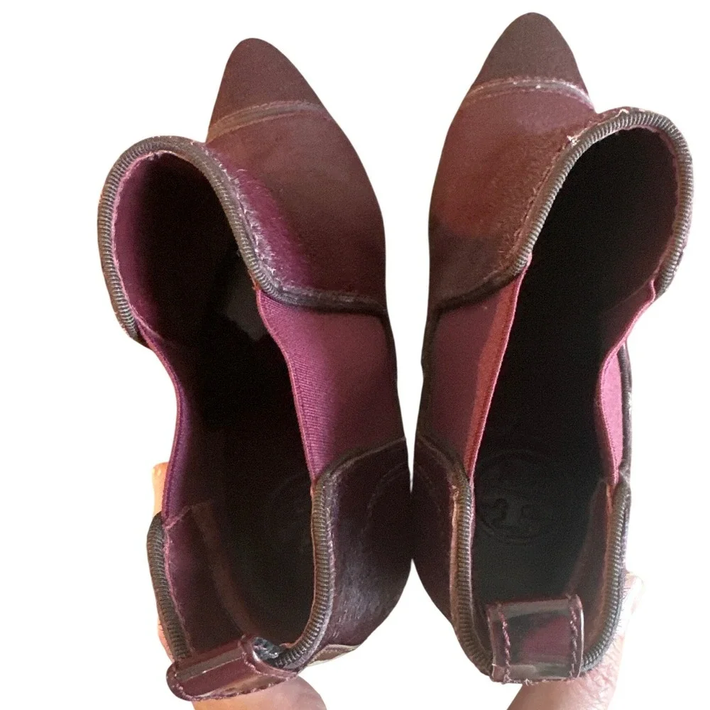 Tory Burch Dorset 85mm Borscht Suede Chelsea Stiletto Booties Size 8